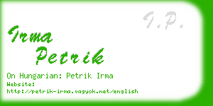 irma petrik business card